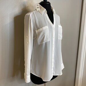 NWT Express Portofino Office Work Blouse Shirt Small White